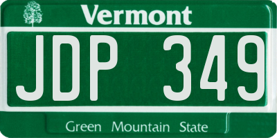 VT license plate JDP349