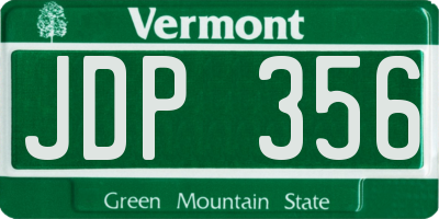 VT license plate JDP356