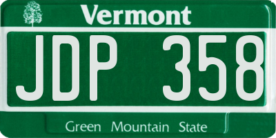 VT license plate JDP358