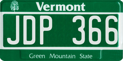 VT license plate JDP366