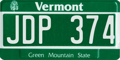 VT license plate JDP374