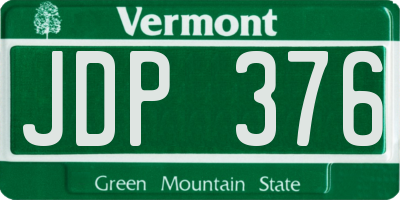 VT license plate JDP376