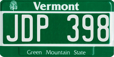 VT license plate JDP398
