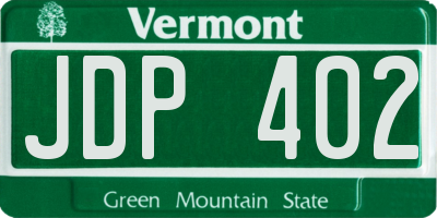 VT license plate JDP402
