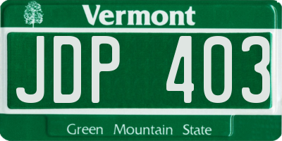 VT license plate JDP403