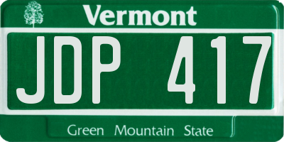 VT license plate JDP417