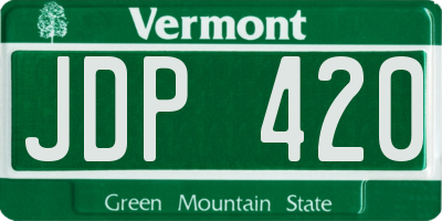 VT license plate JDP420