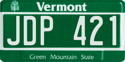VT license plate JDP421