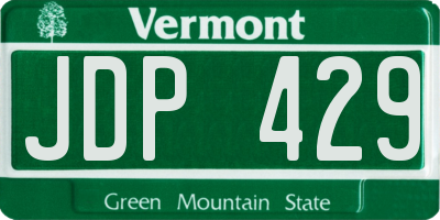 VT license plate JDP429