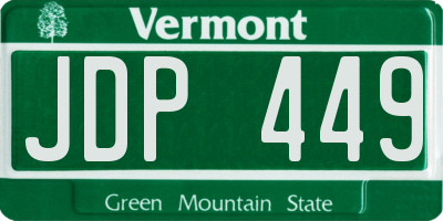 VT license plate JDP449
