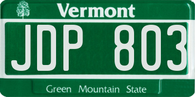 VT license plate JDP803