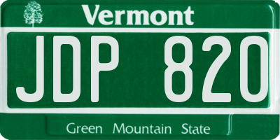 VT license plate JDP820