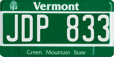 VT license plate JDP833