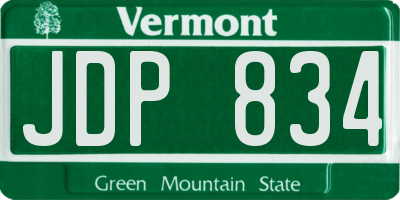 VT license plate JDP834