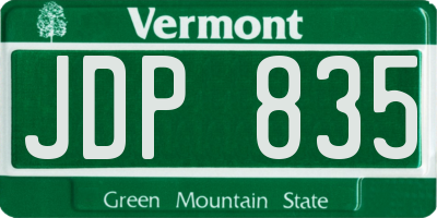 VT license plate JDP835