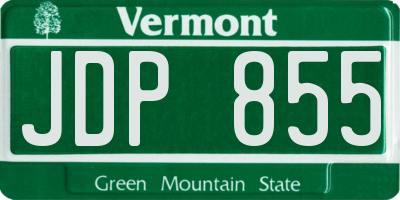 VT license plate JDP855