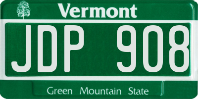 VT license plate JDP908