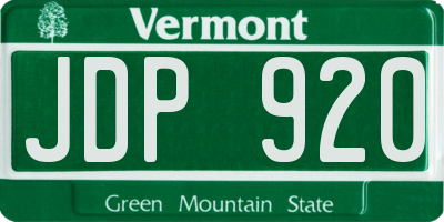 VT license plate JDP920