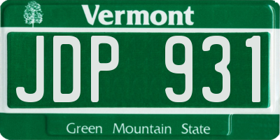 VT license plate JDP931