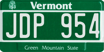 VT license plate JDP954