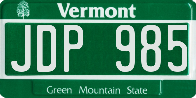 VT license plate JDP985