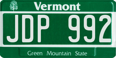 VT license plate JDP992