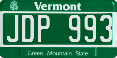VT license plate JDP993
