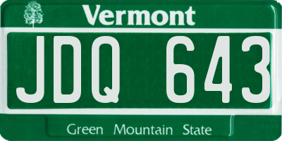 VT license plate JDQ643