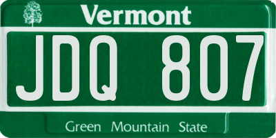 VT license plate JDQ807
