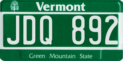 VT license plate JDQ892