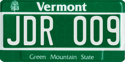 VT license plate JDR009