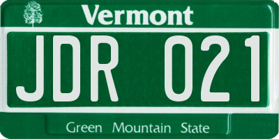 VT license plate JDR021