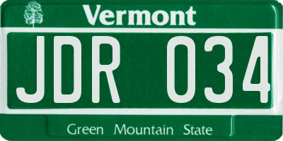 VT license plate JDR034
