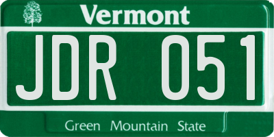 VT license plate JDR051