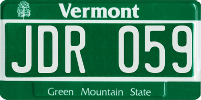 VT license plate JDR059