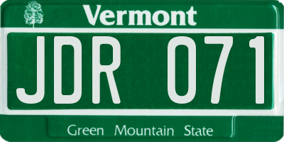 VT license plate JDR071