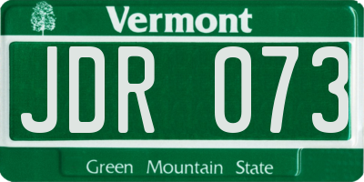 VT license plate JDR073