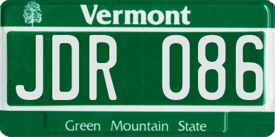 VT license plate JDR086