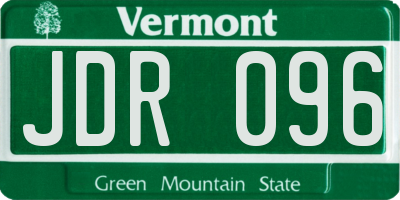 VT license plate JDR096