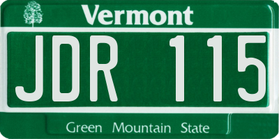 VT license plate JDR115