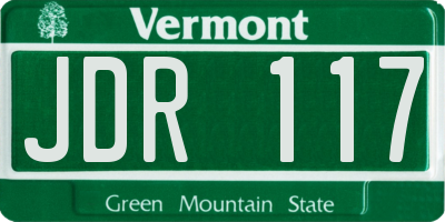 VT license plate JDR117