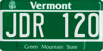 VT license plate JDR120