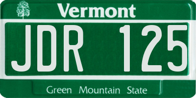 VT license plate JDR125