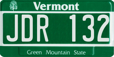 VT license plate JDR132