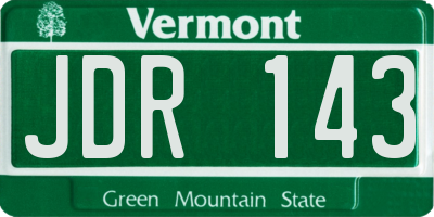 VT license plate JDR143
