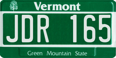 VT license plate JDR165