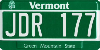 VT license plate JDR177