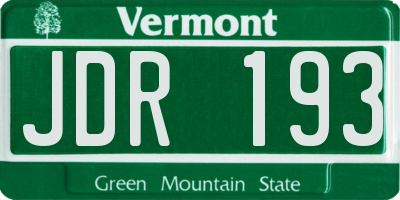 VT license plate JDR193