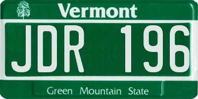 VT license plate JDR196