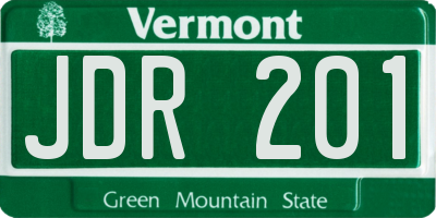 VT license plate JDR201